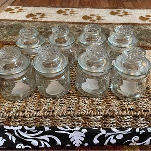 Set of eight small jars